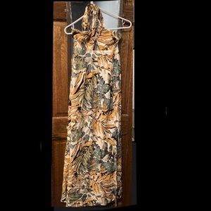 Rewind Palm Green Halter Cutout Maxi dress (with split)